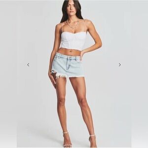 SER.O.YA Light Blue Distressed Mini Skirt